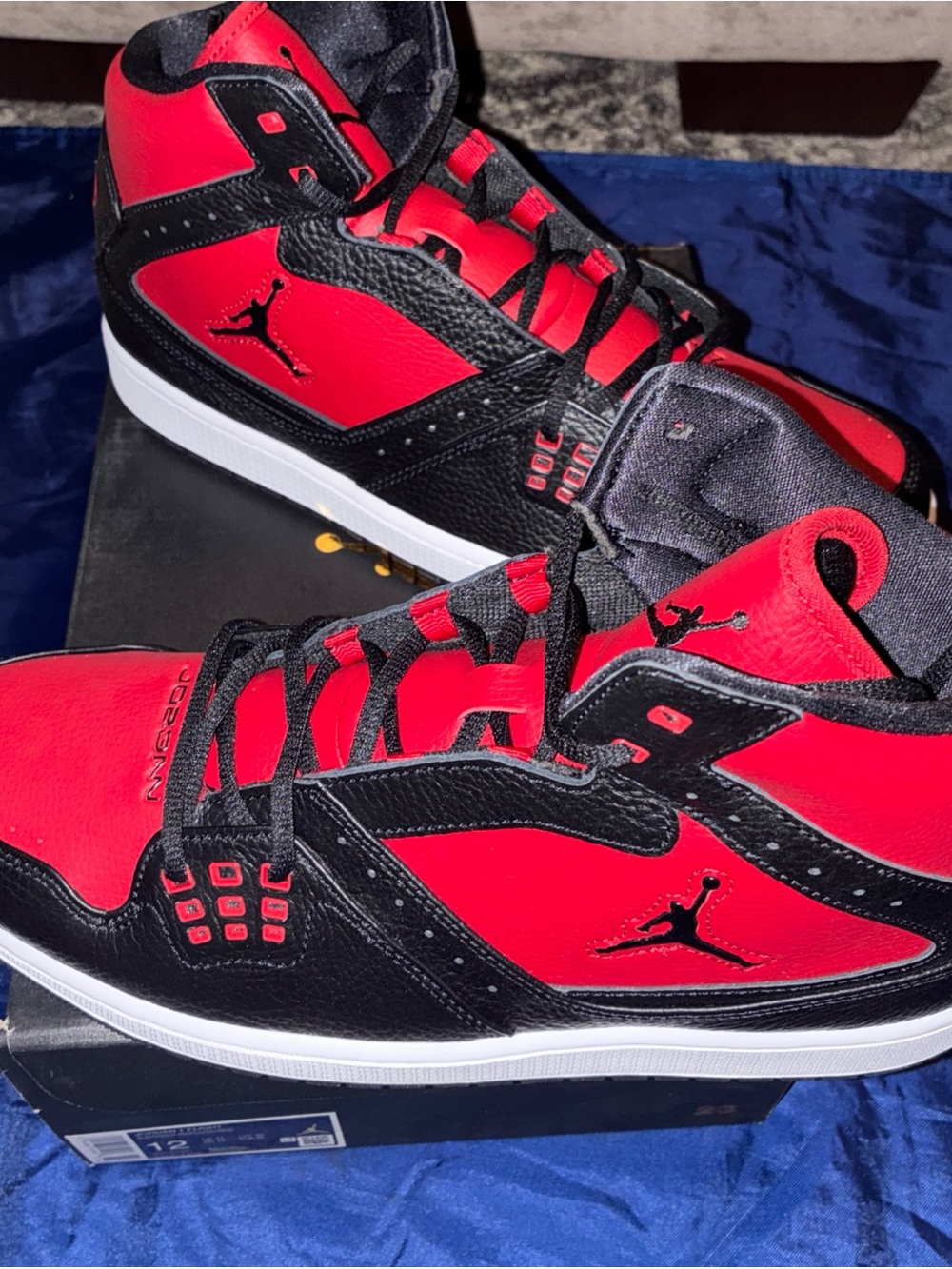 Jordan Men’s Red and Black Mid-Top Sneakers